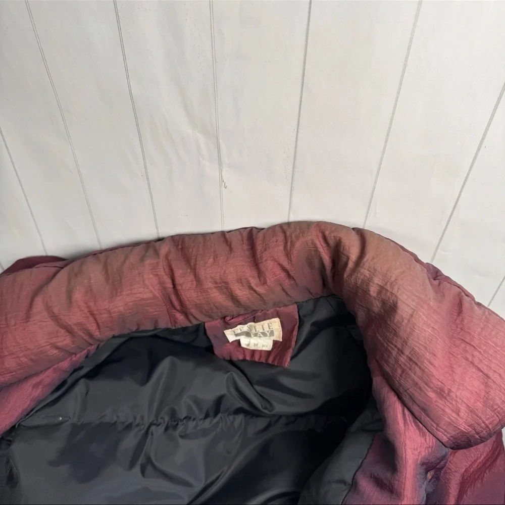 VTG Leslie Fay Purple Down/Feather Parka Coat Heavy Puffer‎ Winter Snow Ski M